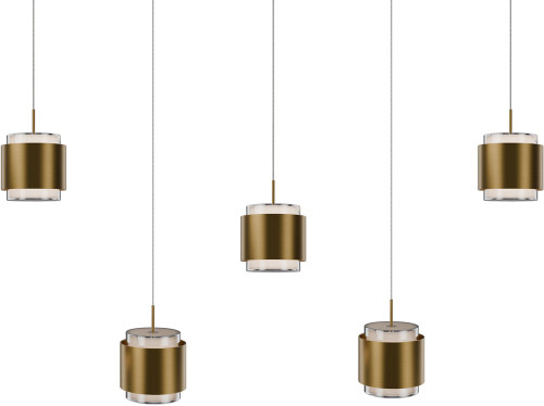 dweLED by WAC PD-68905L-AB Banded Modern Aged Brass LED Multi Pendant Lighting Fixture
