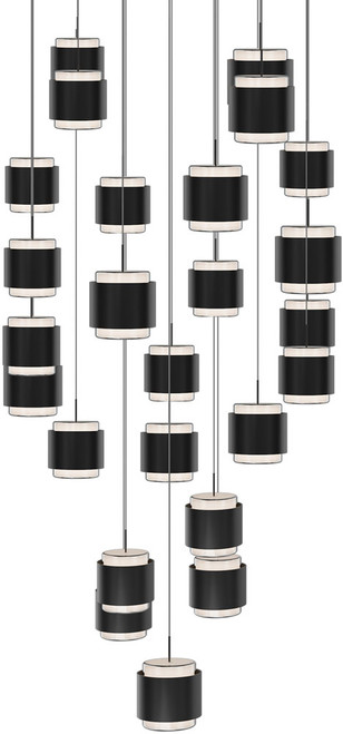 dweLED by WAC PD-68925S-BK Banded Modern Black LED Multi Pendant Lighting