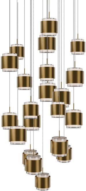 dweLED by WAC PD-68921R-AB Banded Modern Aged Brass LED Multi Pendant Hanging Light