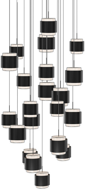 dweLED by WAC PD-68921R-BK Banded Contemporary Black LED Multi Hanging Light