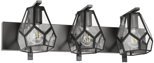 EGLO 205365A Mardyke Contemporary Matte Black 3-Light Bathroom Sconce
