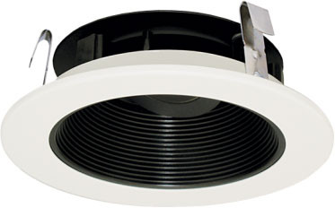 Elco ELK4193B Koto System Pex Modern Black LED Can Light Baffle with White Ring 4" Round Adjustable Phenolic LED Can Light Baffle