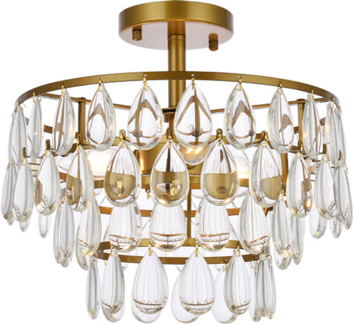 Elegant 1103F14BR Mila Brass 14" Flush Mount Lighting