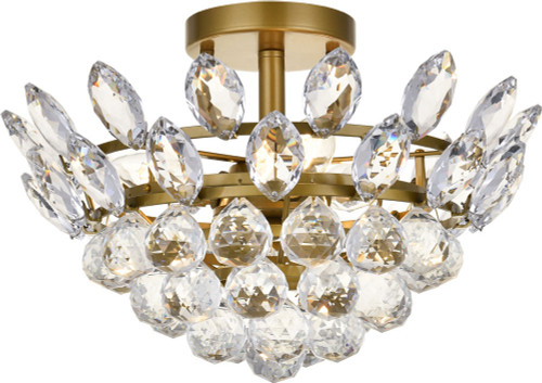 Elegant 1105F14BR Emilia Brass 14" Flush Mount Lighting