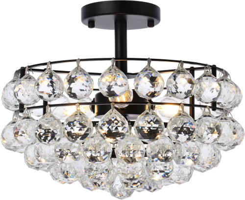 Elegant 1107F14BK Savannah Black 14" Flush Mount Light Fixture