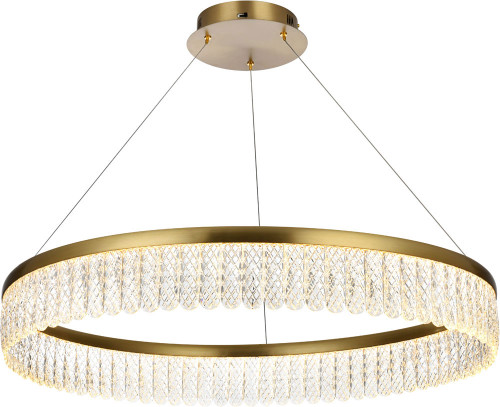 Elegant 2060D32SG Rune Satin Gold LED 32" Pendant Light Fixture