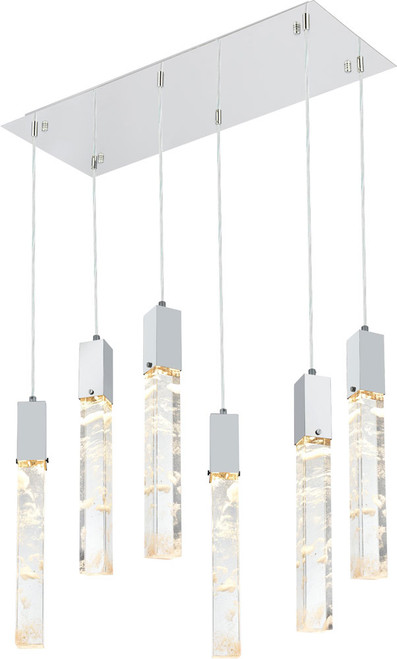 Elegant 2088D32C Aurora Chrome and Clear LED Multi Pendant Hanging Light