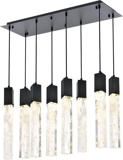 Elegant 2088D36BK Aurora Black and Clear LED Multi Pendant Light