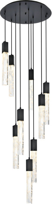 Elegant 2089D24BK Aurora Black and Clear LED Multi Pendant Lighting Fixture