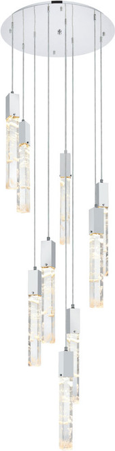 Elegant 2089D24C Aurora Chrome and Clear LED Multi Ceiling Pendant Light