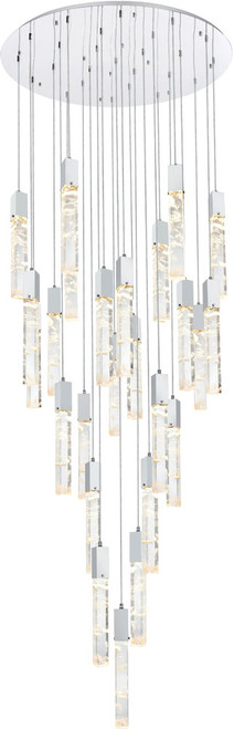 Elegant 2089G42C Aurora Chrome and Clear LED Multi Pendant Light