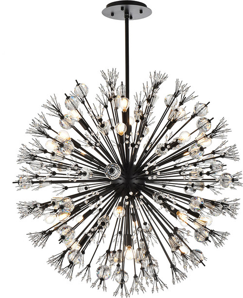 Elegant 2500D38BK Vera Modern Black 38" Pendant Light