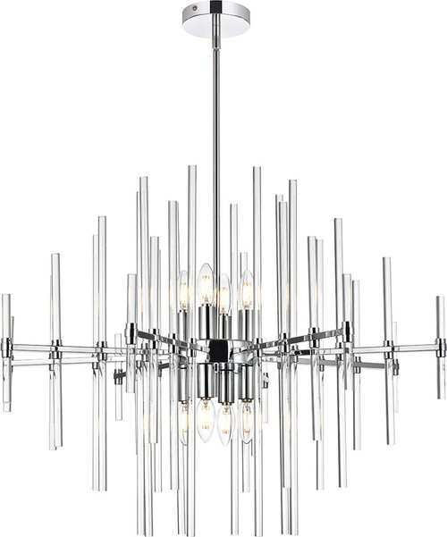 Elegant 2502D31C Sienna Contemporary Chrome 31" Hanging Pendant Light