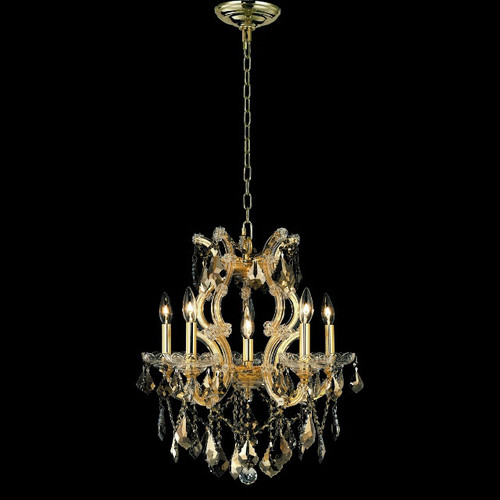 Elegant 2800D20G-GT-RC Maria Theresa Golden Teak Crystal Candle Chandelier with Gold Finish