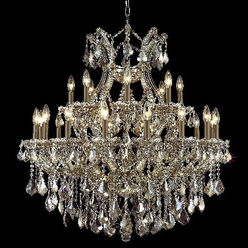 Elegant 2800D36GT-GT-RC Maria Theresa Crystal Classic Candelabra Chandelier with Golden Teak Finish