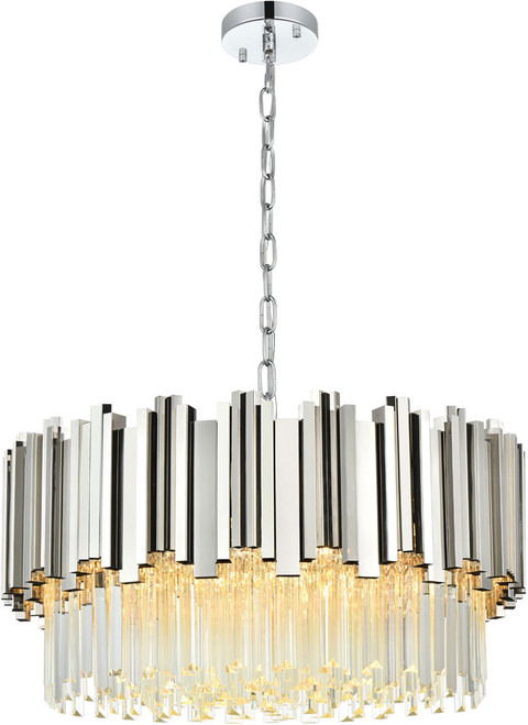 Elegant 3400D24C Willow Modern Chrome 24" Drum Drop Ceiling Lighting