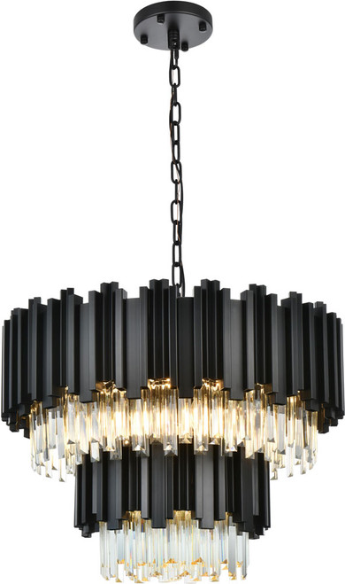 Elegant 3400G24BK Willow Modern Black 24" Pendant Lighting Fixture