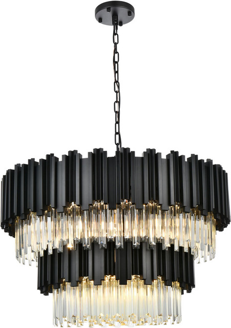 Elegant 3400G32BK Willow Contemporary Black 32" Pendant Lamp