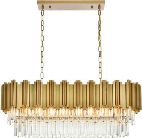 Elegant 3401G36SG Willow Modern Satin Gold 36" Kitchen Island Light Fixture