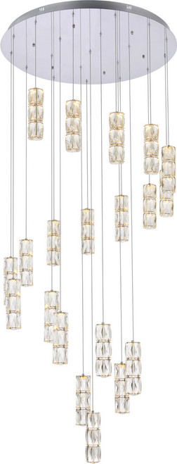 Elegant 3500D38C Polaris Chrome LED Multi Pendant Hanging Light