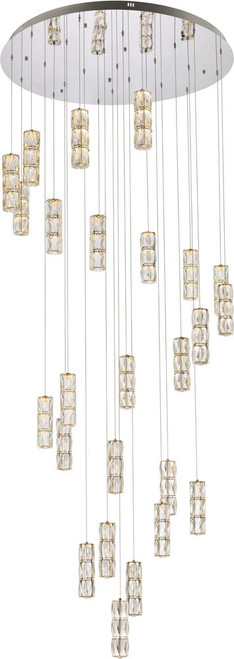 Elegant 3500D42C Polaris Chrome LED Multi Hanging Pendant Light