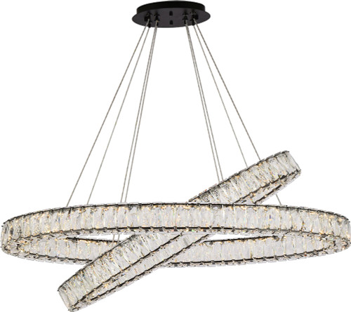 Elegant 3503D40BK Monroe Crystal Black LED 18" Drop Ceiling Light Fixture