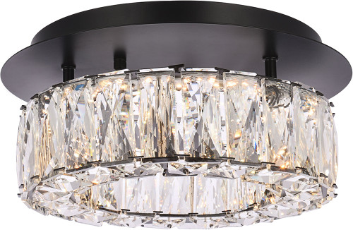 Elegant 3503F12BK Monroe Crystal Black LED 12" Flush Mount Light Fixture
