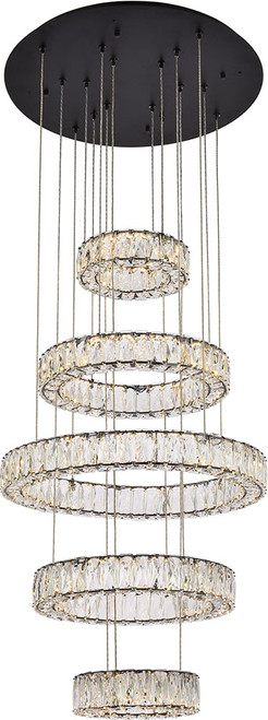 Elegant 3503G5LBK Monroe Crystal Black LED Multi Ceiling Pendant Light