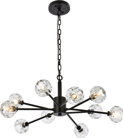 Elegant 3509D29BK Graham Black and Clear Chandelier Lighting