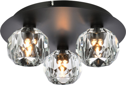 Elegant 3509F12BK Graham Black and Clear Flush Lighting