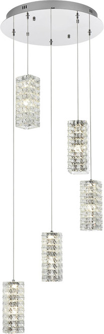 Elegant 3680D5RC Aston Chrome LED Multi Drop Ceiling Lighting