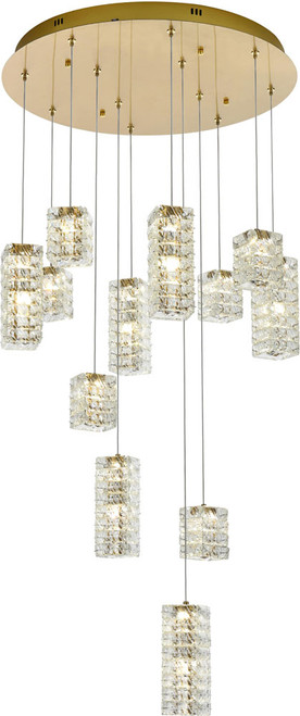 Elegant 3680D28SG Aston Satin Gold LED Multi Drop Ceiling Lighting