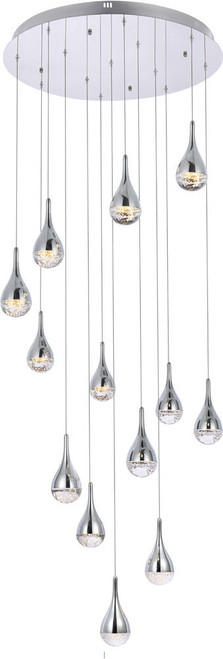 Elegant 3813D30C Amherst Chrome LED Multi Drop Ceiling Light Fixture