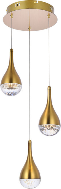 Elegant 3803D12SG Amherst Satin Gold LED Multi Hanging Lamp