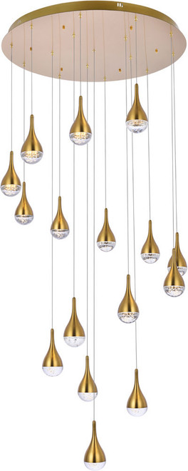 Elegant 3816D36SG Amherst Satin Gold LED Multi Pendant Lamp