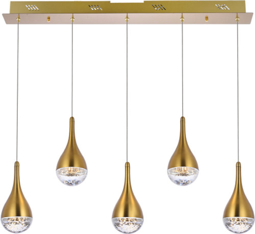 Elegant 3805D33SG Amherst Satin Gold LED Multi Hanging Lamp
