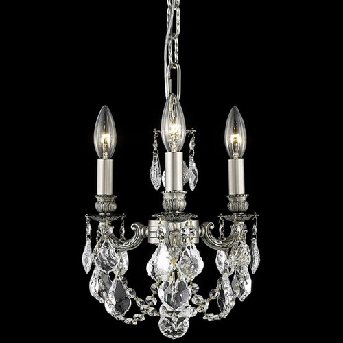 Elegant 9103D10PW-RC Lillie 3 Light Classic Pewter Crystal Chandelier Lighting
