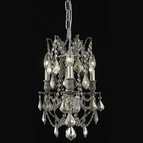 Elegant 9203D13PW-GT-RC Rosalia 3 Lamp Golden Teak Crystal Antique Chandelier