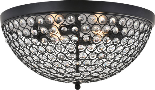 Elegant LD5012F18MB Taye Matte Black And Clear 18" Overhead Light Fixture