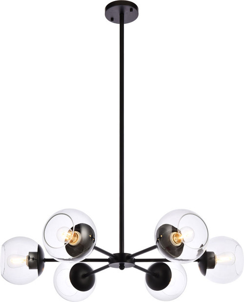 Elegant LD644D30BK Briggs Contemporary Black And Clear Chandelier Lighting