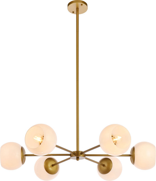 Elegant LD645D30BR Briggs Modern Brass And White Chandelier Light