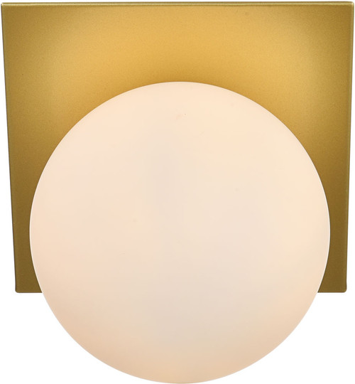 Elegant LD7304W7BRA Jillian Contemporary Brass and Frosted White Living District Wall Mounted Lamp