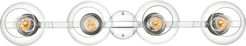 Elegant LD7320W37CH Rogelio Contemporary Chrome and Clear Living District 4-Light Bathroom Sconce