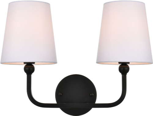 Elegant LD7322W16BLK Colson Black and Clear Living District 2-Light Vanity Light Fixture
