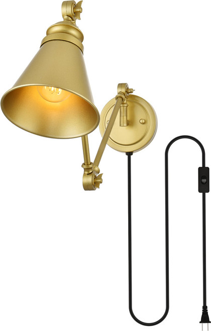 Elegant LD7328W6BRA Van Vintage Brass Living District Wall Swing Arm Lamp
