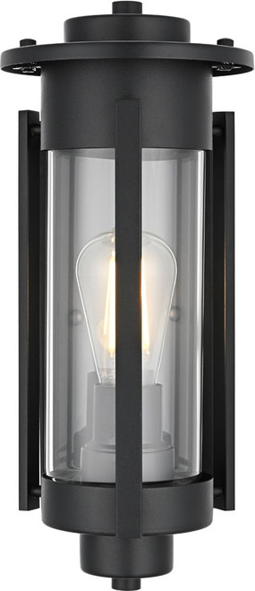 Elegant OD349W15BK Bucknell Modern Black Outdoor Wall Sconce Lighting