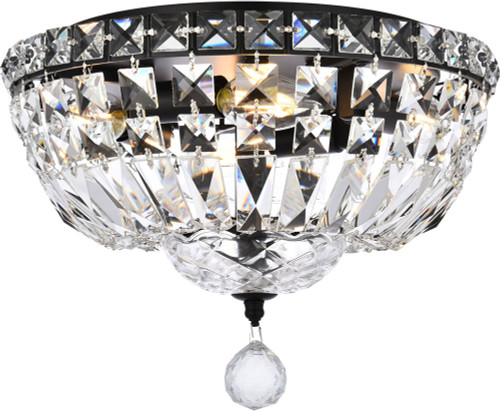 Elegant V2528F12BK/RC Tranquil Black And Clear 12" Ceiling Light Fixture