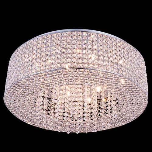 Elegant V2914F24C-RC Amelie Chrome Halogen 24" Flush Mount Lighting Fixture