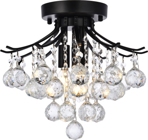 Elegant V8000F12BK/RC Toureg Black And Clear 12" Ceiling Lighting
