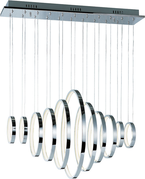 ET2 E22716-PC Hoops Contemporary Metallic Silver LED Multi Hanging Light